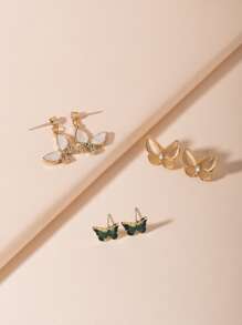 3 cặp hoa tai trang trí bướm - Nhiều màu - Xem 3