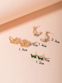 3 cặp hoa tai trang trí bướm - Nhiều màu - Xem 4