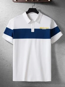 Manfinity Hombres Camisa polo con estampado de letra de dos tonos