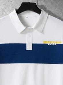 Manfinity Hombres Camisa polo con estampado de letra de dos tonos