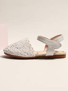 女孩鏤空踝帶平底涼鞋 - 白色 - 查看 2