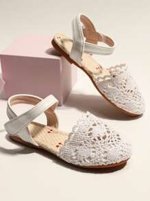 女孩鏤空踝帶平底涼鞋 - 白色 - 查看 5