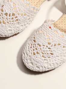 女孩鏤空踝帶平底涼鞋 - 白色 - 查看 6