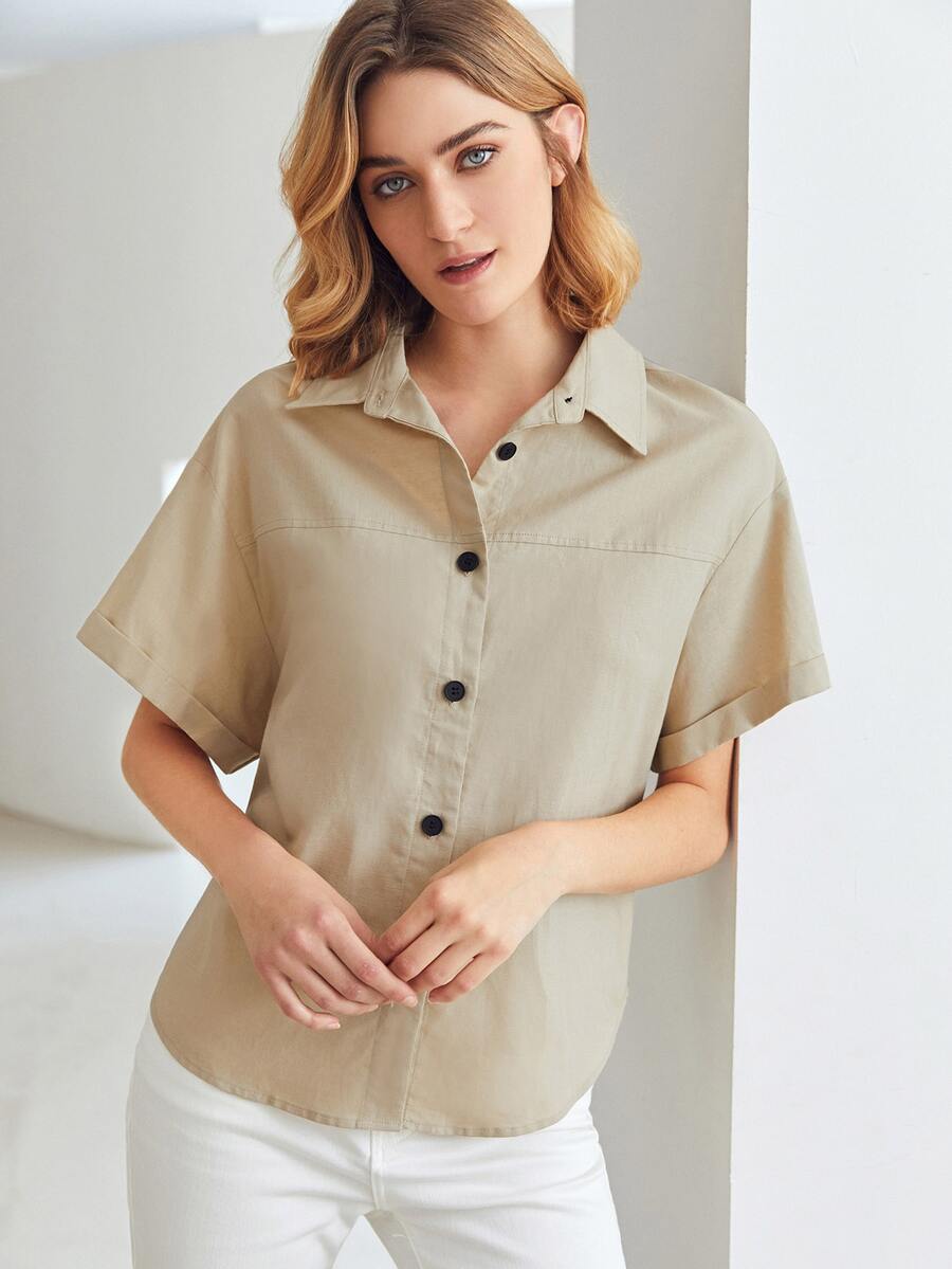 MOTF PREMIUM Camisa lino de hombros caídos