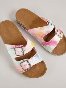 Tie-Dye Double Buckled Footbed Slides - Multicolor - View 2