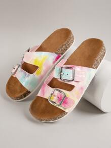 Tie-Dye Double Buckled Footbed Slides - Multicolor - View 4