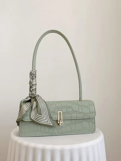 Nuevo bolso de bandolera de unicolor de PU, con tapa y cremallera interior, bolso de axila francés de moda y versátil, bolso baguette para mujer, adecuado para salidas diarias, compras, reuniones, regalo para novia, regalo de Navidad y San Valentín