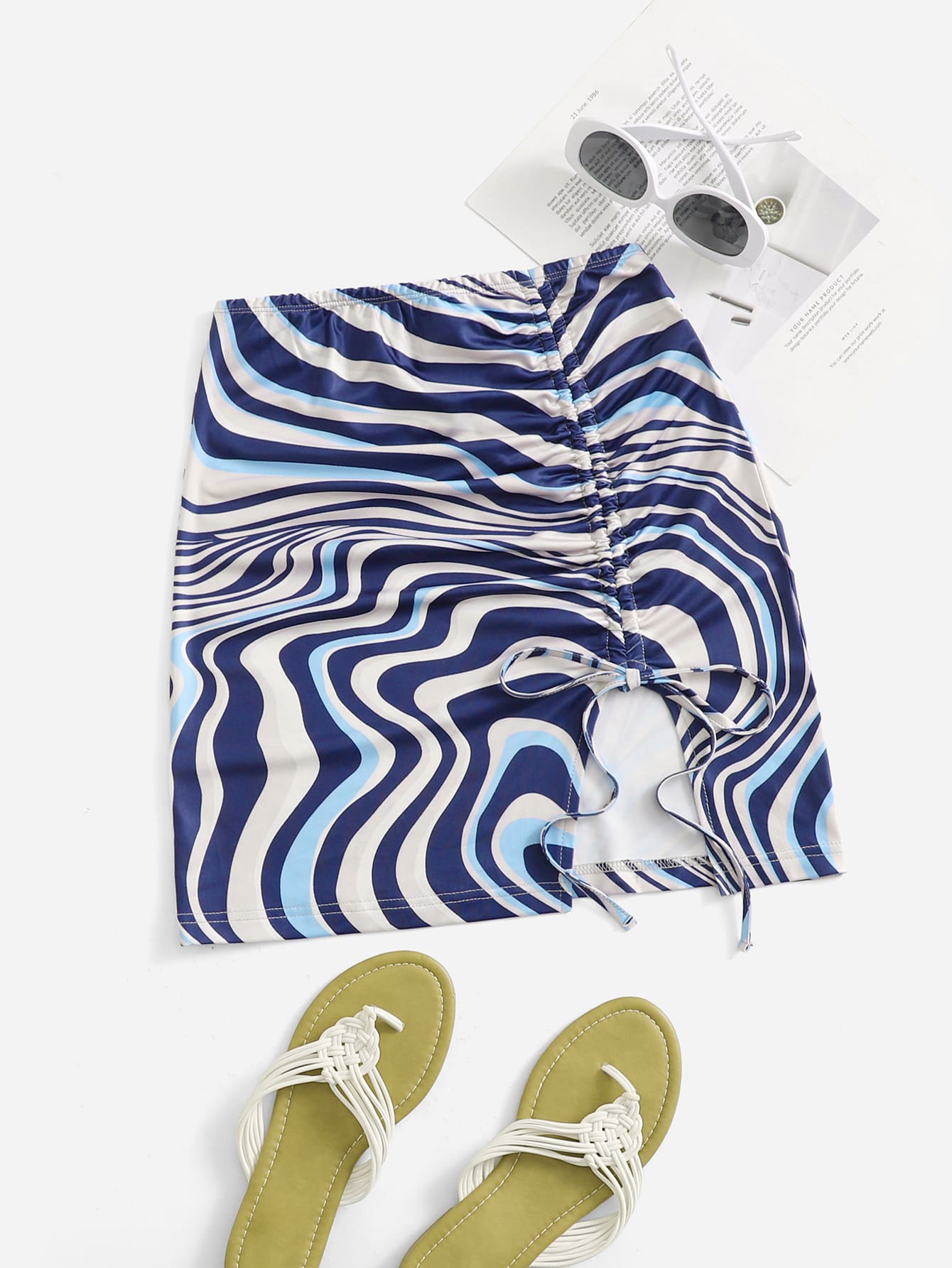 Soleia Falda con estampado de mármol con cordón