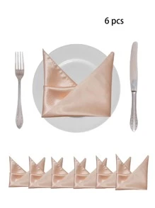 6 cái Khăn ăn Vải Màu Rắn - Màu be - Xem 1