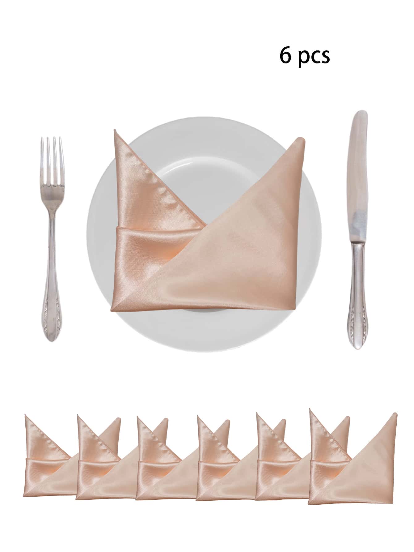 6 cái Khăn ăn Vải Màu Rắn - Màu be - Xem 1