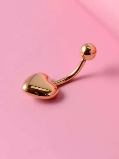 Stainless Steel, Heart Decor Navel Belly Ring For Women And Men, Punk Piercing, A Fashionable Body Jewelry Gift For Any Occasion