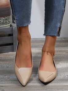 Point Toe Ballet Flats - Apricot - View 3