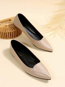Point Toe Ballet Flats - Apricot - View 4
