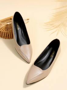 Point Toe Ballet Flats - Apricot - View 5