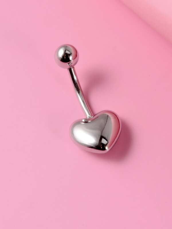 Heart Decor Navel Belly Ring Stainless Steel Fashion Punk Perfect