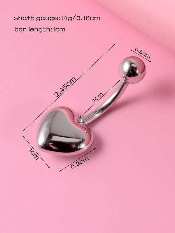Heart Decor Navel Belly Ring Stainless Steel Fashion Punk Perfect