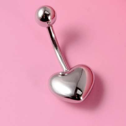 心形装饰肚脐环不锈钢时尚朋克完美穿孔女士身体首饰情人节礼物