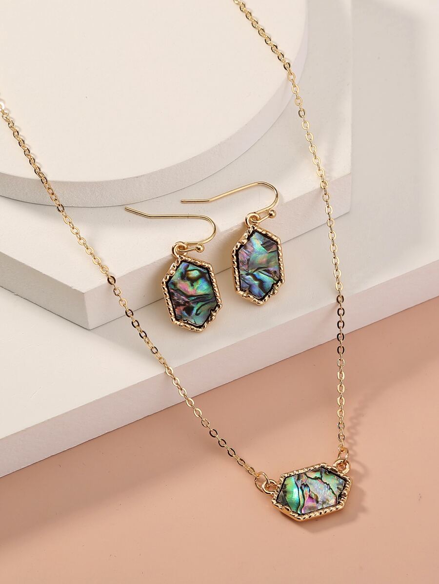 Nooxian 蛋白石裝飾耳墜和項鏈