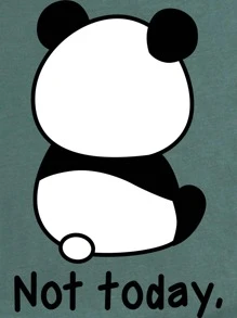 SHEIN LUNE Áo thun nữ Hoạt hình Lá thư Giải trí - Màu xanh lá cây đậm - Xem 4