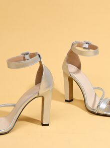 Xăng đan Cao gót Nữ Pha lê kim cương màu trơn Dây đeo mắt cá chân Đúng mốt - Bạc - Xem 7