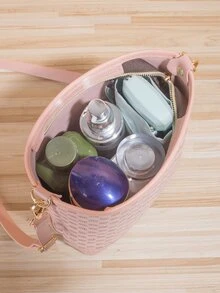 Bolso cubo con estampado geométrico cremallera - Rosa - Ver 3