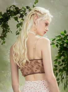 ROMWE Fairycore 蝴蝶貼花吊帶上衣 - 棕色 - 查看 3