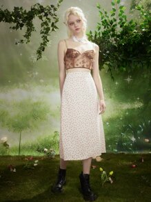 ROMWE Fairycore 蝴蝶貼花吊帶上衣 - 棕色 - 查看 5