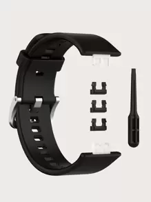Watch Fit Silicone Watch Band With Tool, Black - Black - View 4