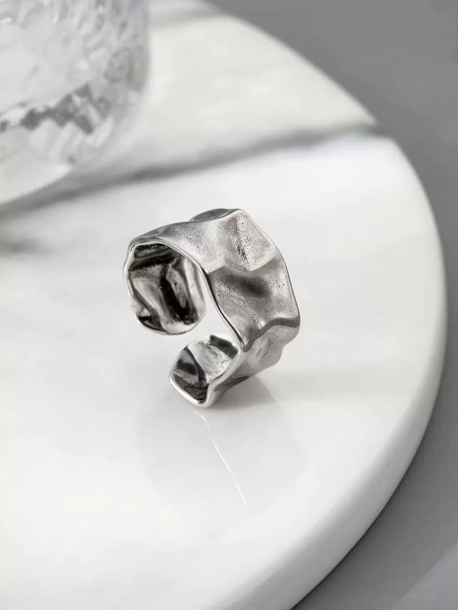 Men Wide Cuff Ring Antique Silver Copper Fashionable Popular Jewelry Gift Party - Antique Silver - View 1