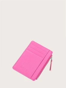 Baellerry Women's Minimalist Multi-Card Slot Zipper Card Holder - Hot Pink - View 3