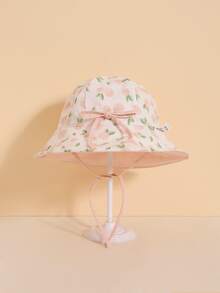 Mũ xô in hình trái cây cho bé gái mới biết đi - Màu Hồng baby - Xem 2