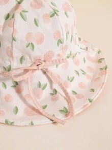 Mũ xô in hình trái cây cho bé gái mới biết đi - Màu Hồng baby - Xem 3