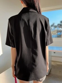 DAZY Single Breasted Flap Detail Blazer - Black - View 5