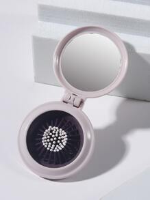 1 件带镜子的可折叠发梳，返校，旅行度假必备品，女士发饰 - 粉色 - 查看 3