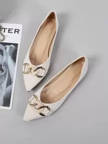 Chain Decor Point Toe Ballet Flats