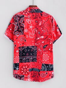 Manfinity Homme Men Paisley Print Shirt Without Tee - Red - View 2