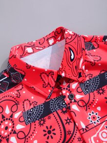 Manfinity Homme Men Paisley Print Shirt Without Tee - Red - View 3