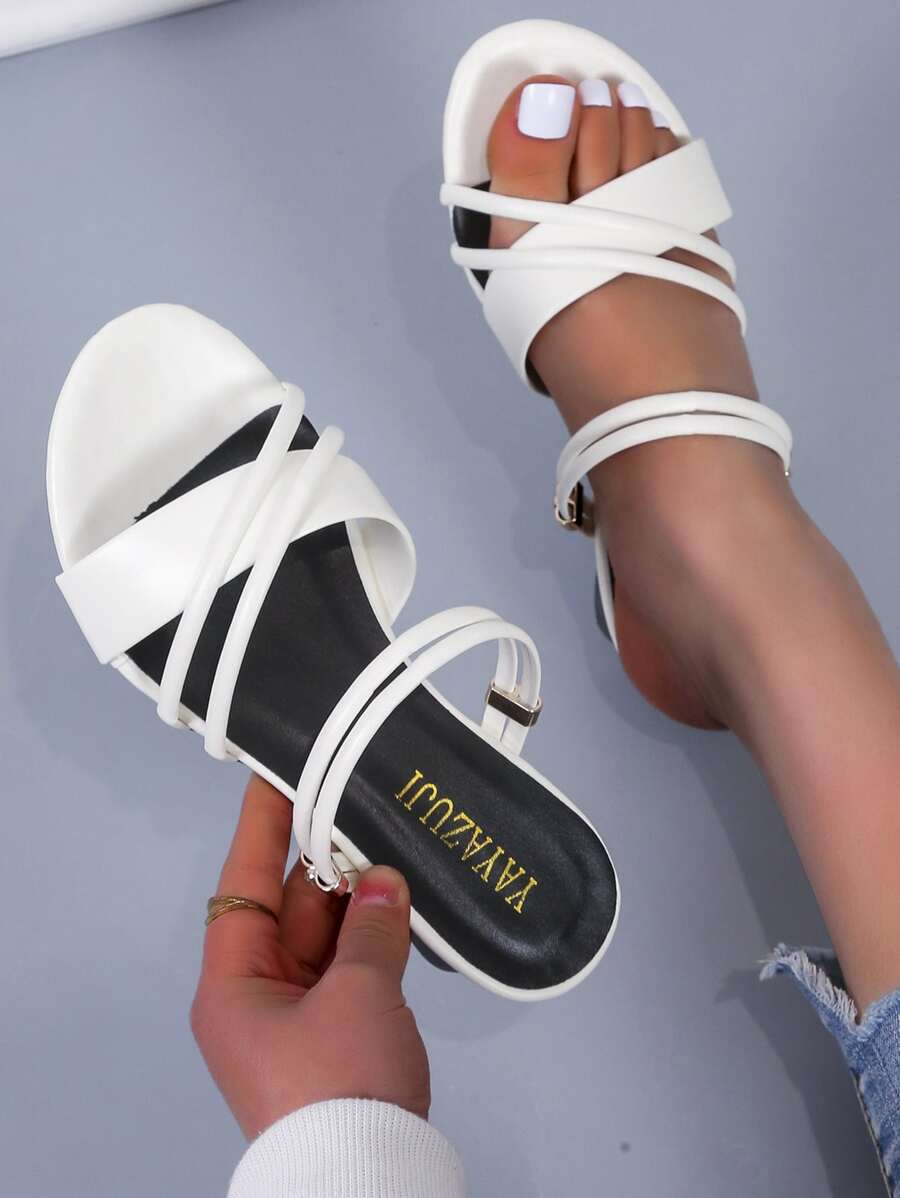 Xăng đan Cao gót Nữ màu trơn Mát mẻ - trắng - Xem 1