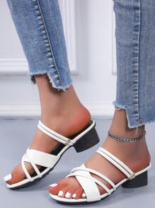 Xăng đan Cao gót Nữ màu trơn Mát mẻ - trắng - Xem 3