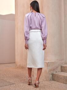 MOTF PREMIUM BALLOON SLEEVE GATHERED TOP - Lilac Purple - View 9