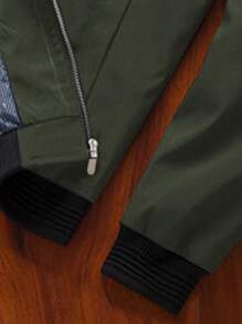 Manfinity Homme Men Zip Up Bomber Jacket Without Tee - Army Green - View 4