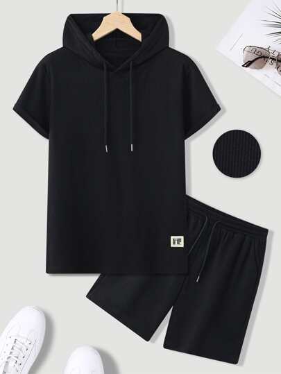 Manfinity EZcore للرجال مرقع رباط قبعة تي شيرت مع شورت رياضي