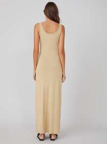 SHEIN BASICS Solid Tank Dress - Apricot - View 2