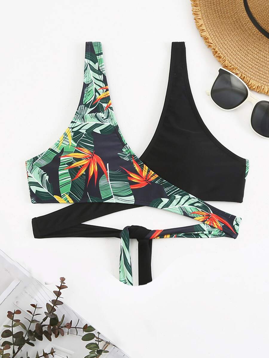Tops de Bikini para Mujer Envolvente Tropical Sexy - Multicolor - Ver 1