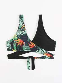 Tops de Bikini para Mujer Envolvente Tropical Sexy - Multicolor - Ver 4