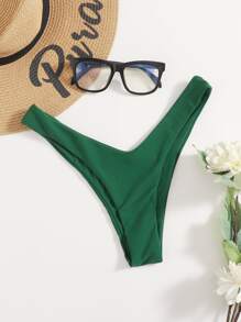 SHEIN Swim 高衩泳衣下裝 - 墨綠色 - 查看 3