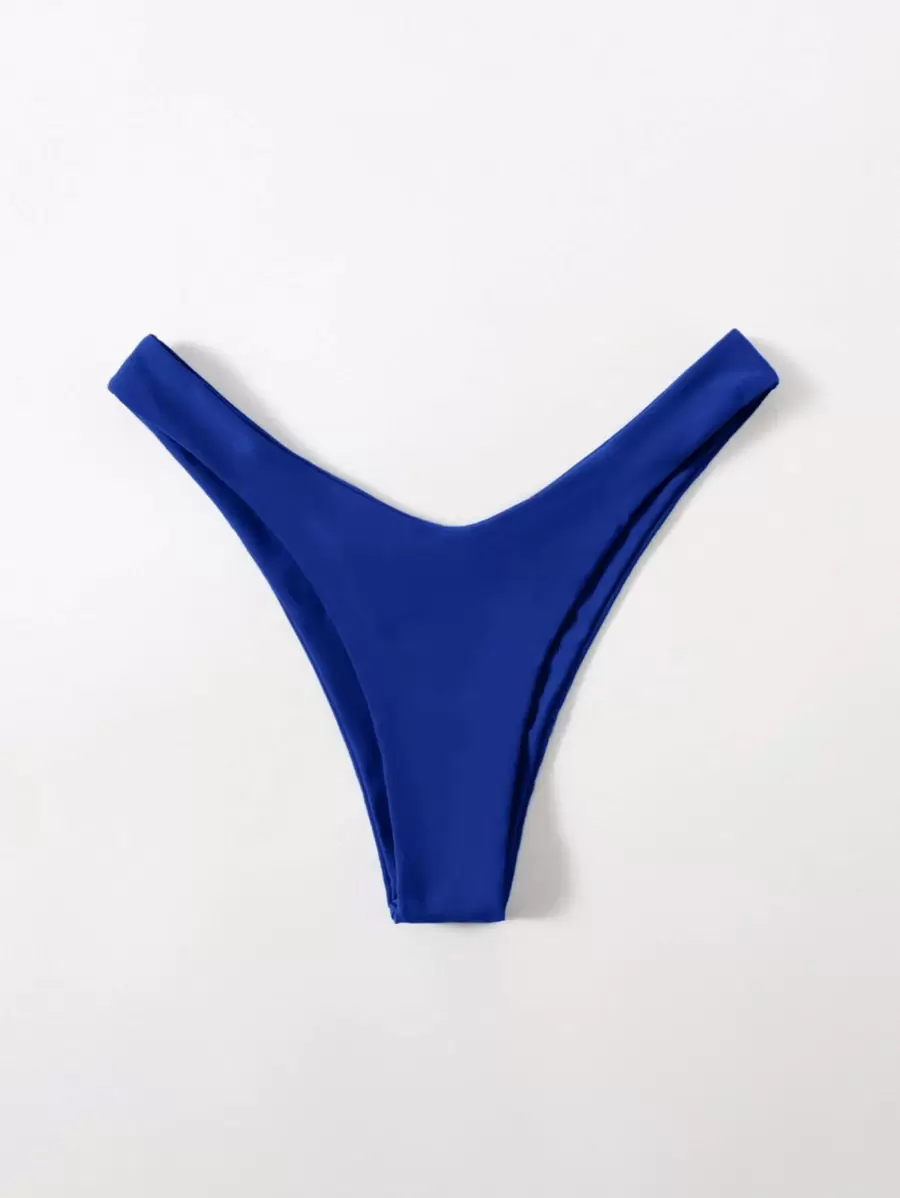SHEIN Swim Summer Beach High Cut Bikini Bottom - Royal Blue - View 1