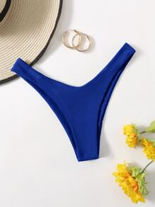 SHEIN Swim Summer Beach High Cut Bikini Bottom - Royal Blue - View 3