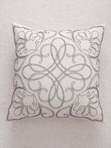 1 件万圣节装饰南瓜箔印花毛绒抱枕套，适用于客厅、卧室、沙发、感恩节 - 米色 - 查看 4