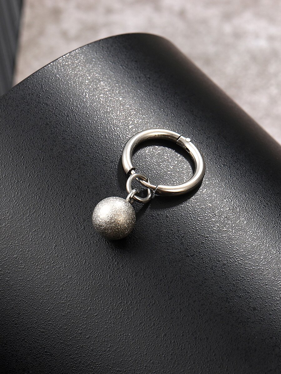 Bông tai Charm Ball tròn dành cho nam - Bạc - Xem 1